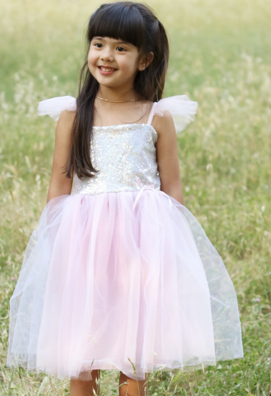Déguisement - Robe princesse sequins chatoyants Rose - Taille 5/6 ans
