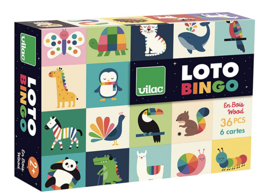 Loto bingo en bois - Animaux arc en ciel