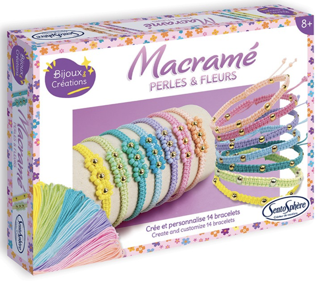 Bracelets macramé - Perles et fleurs