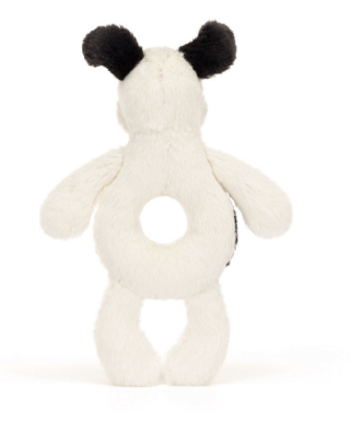 Hochet - Bashful Black & Cream Puppy