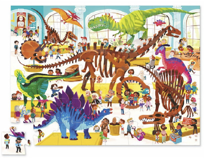 Puzzle - Une journée au musée des dinosaures 48 pièces