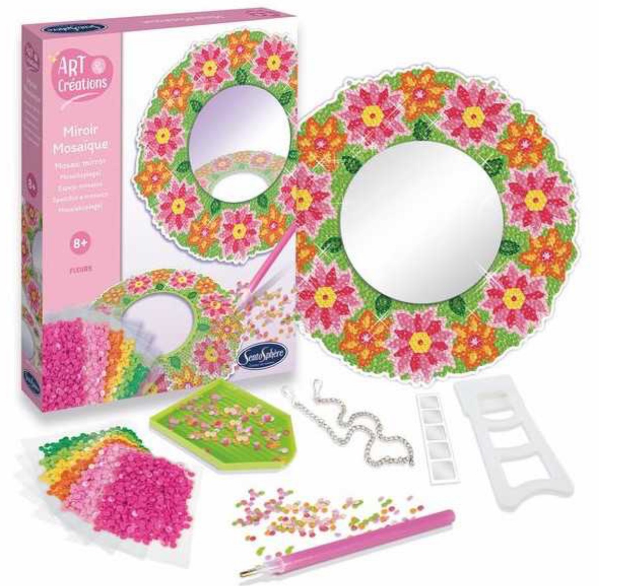 Miroir Mosaïque Fleurs à Diamanter