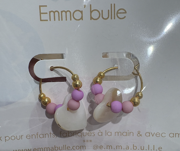 Boucles d'oreilles "Les Chanceuses Coeur " - Violet