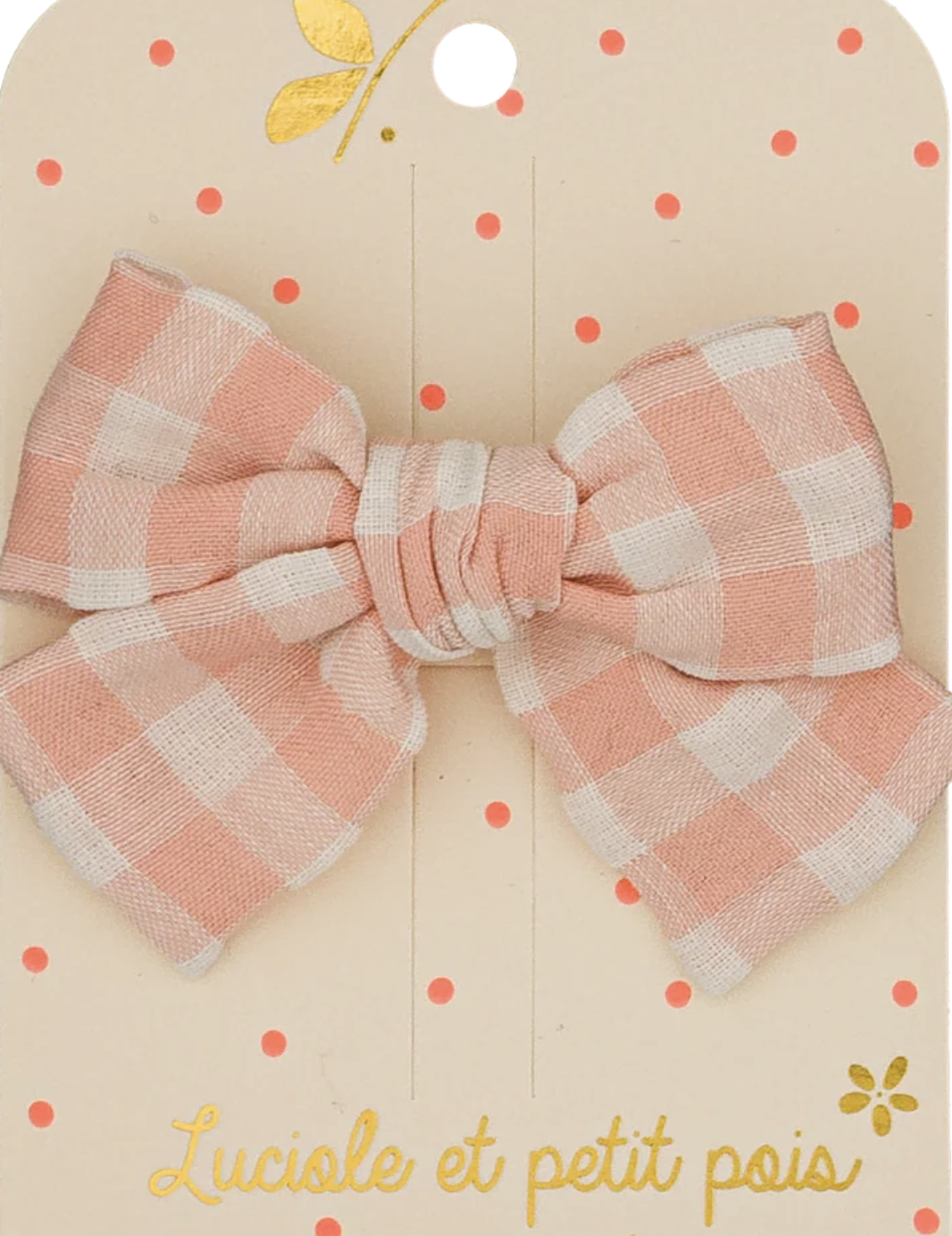 Barrette cheveux - Petit Noeud - Vichy Rose