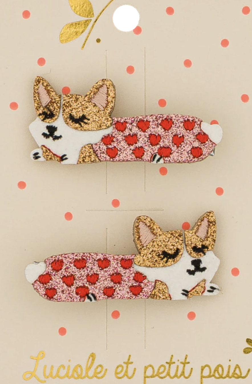Barrettes Paire - Chien Corgi