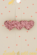 Barrette - 3 coeurs - Framboise