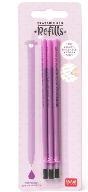 Stylo effaçable - 3 recharges encre violet