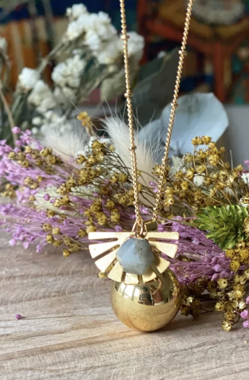 Bola de grossesse - Doré - Pierre Labradorite