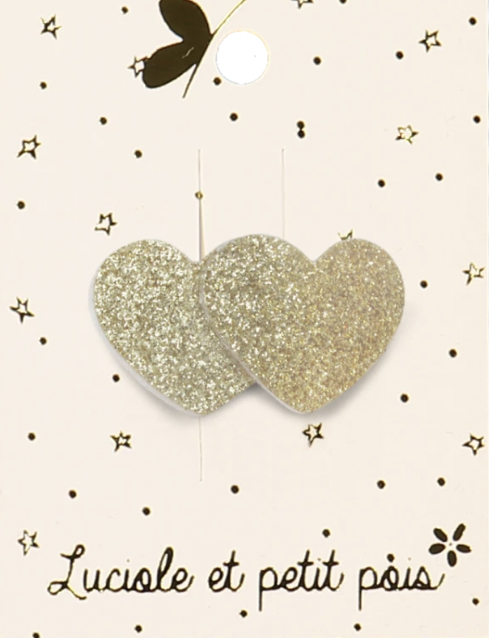 Barrette mini - 2 coeurs Or
