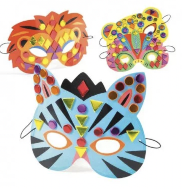 Masques mosaïques à décorer - Les animaux de la jungle