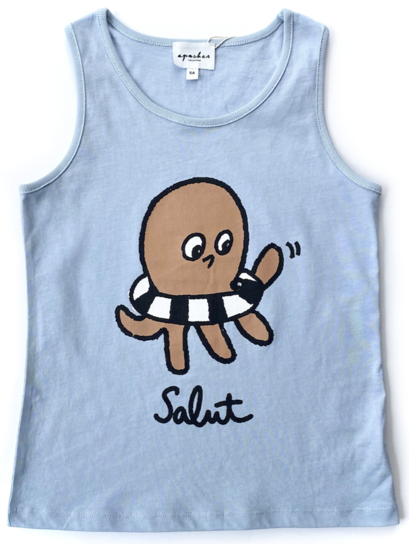 Débardeur "Salut"- Bleu ciel