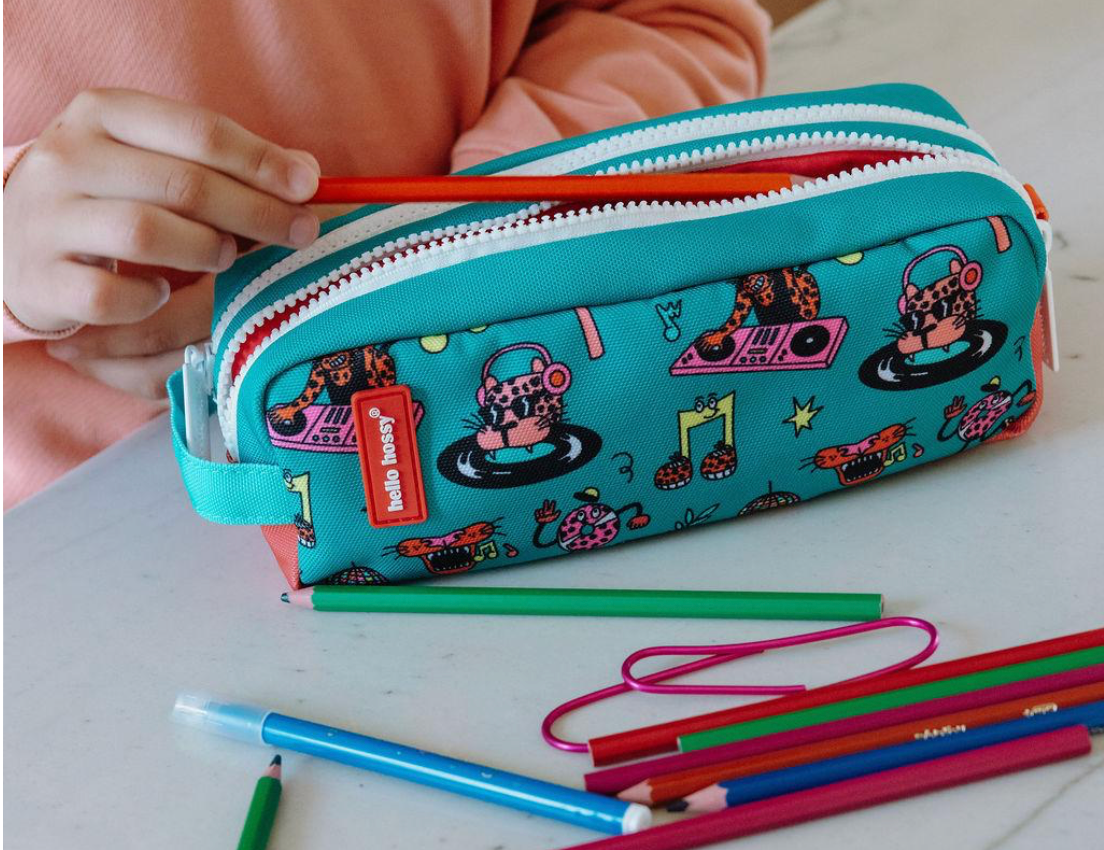 Trousse scolaire double compartiment - Disco Roar
