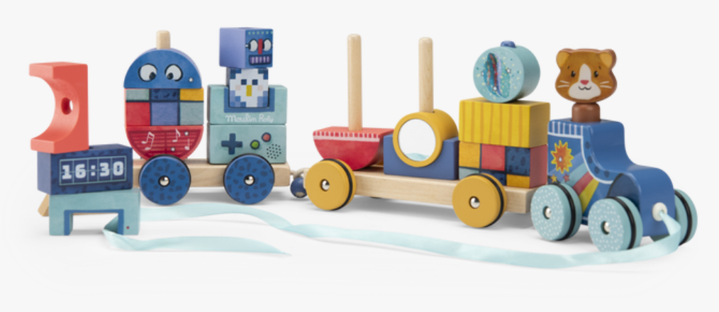 Train roller à tirer - Puce et pilou